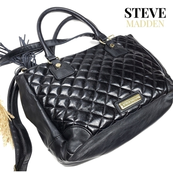 Steve Madden Black Hobo Shoulder Handbag With Gold Detailing - Picture 1 of 16